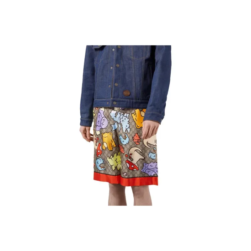 GUCCI Gg Print Silk Twill Shorts-3