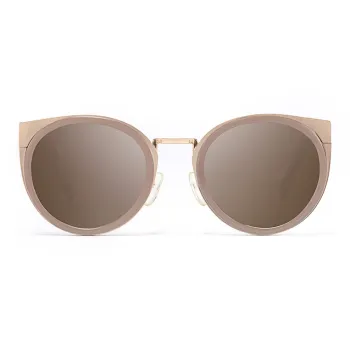 Fakeme Metal Round Sunglasses Unisex Milk Tea Beige
