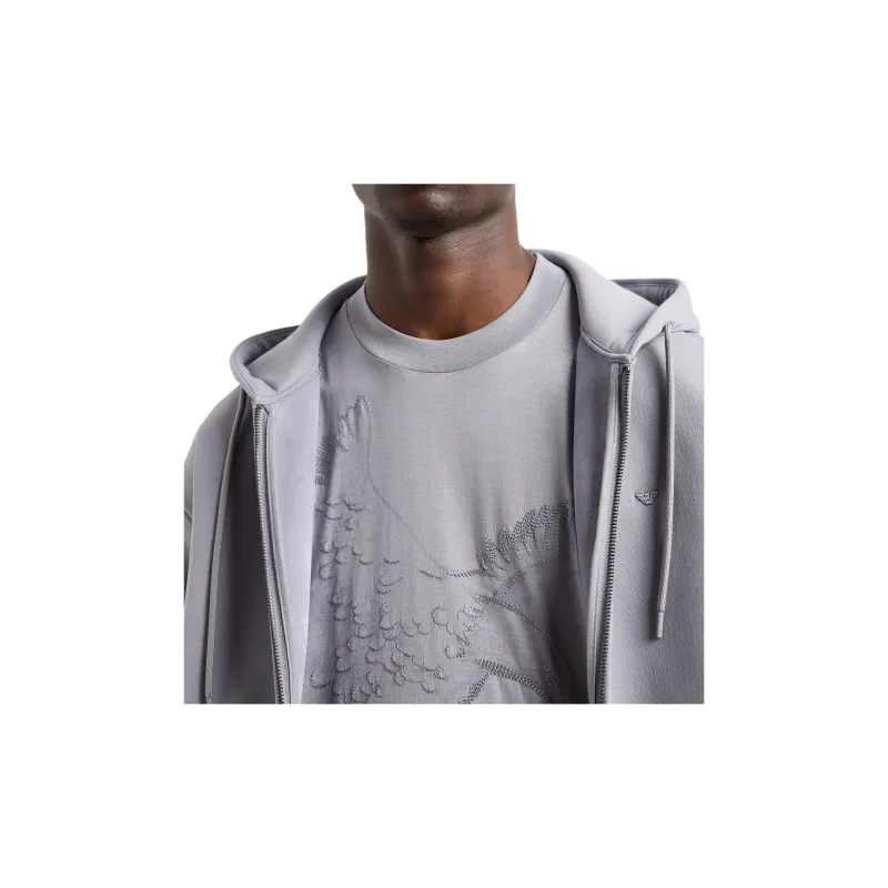 EMPORIO ARMANI Lyocell blend Jersey T shirt With Oversized Eagle Embroidery And Print-4