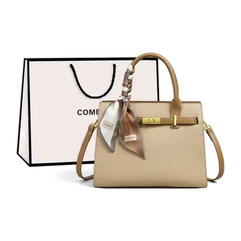 COMELY Cow Leather Mom Bag, Shoulder Bag, Crossbody Bag Medium Size Women's Khaki