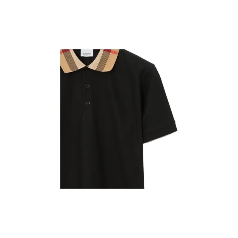 Burberry Checkered collar Cotton Polo Shirt-5