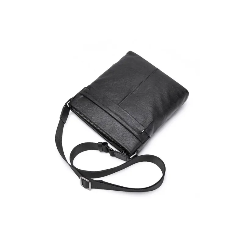 Old Man's Head Cow Leather Shoulder Bag Regular Unisex Black-3