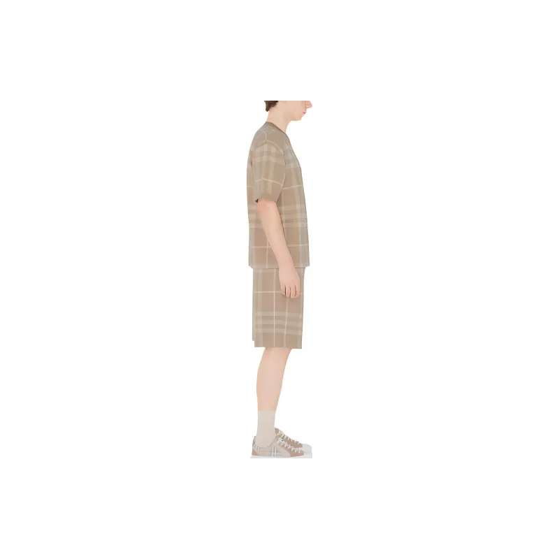Burberry SS23 Check Wool Silk Jacquard Shorts Brown-3
