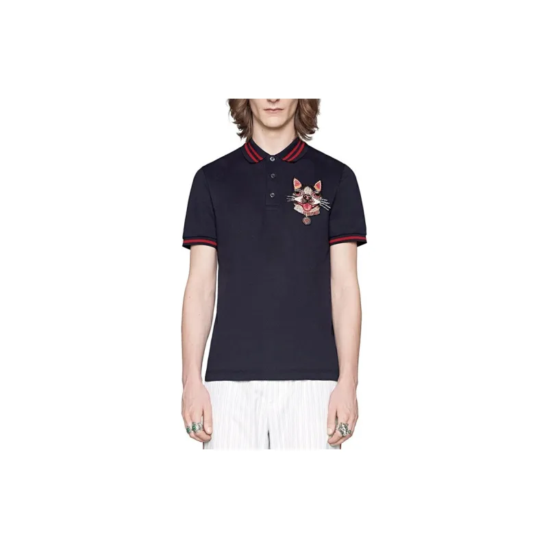 GUCCI Polo Shirts Men Ink Blue-1