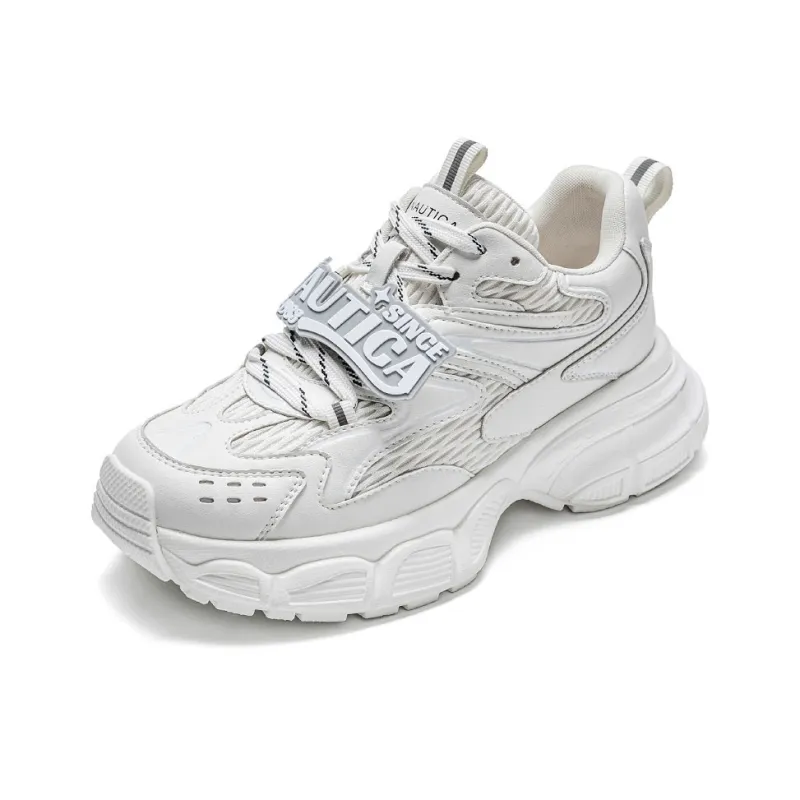 NAUTICA Cushioning Anti-Slip Wear-Resistant Breathable Height Increasing Low-Top Chunky Sneakers Unisex Silver-7