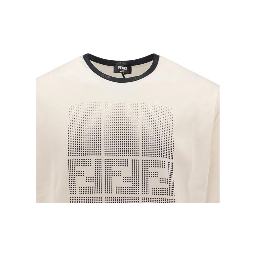 【関税&送料込】Fendi T-Shirt In Cotone Con Ricamo Ff Postca FENDI Ff Embroidered T-Shirt - POIZON