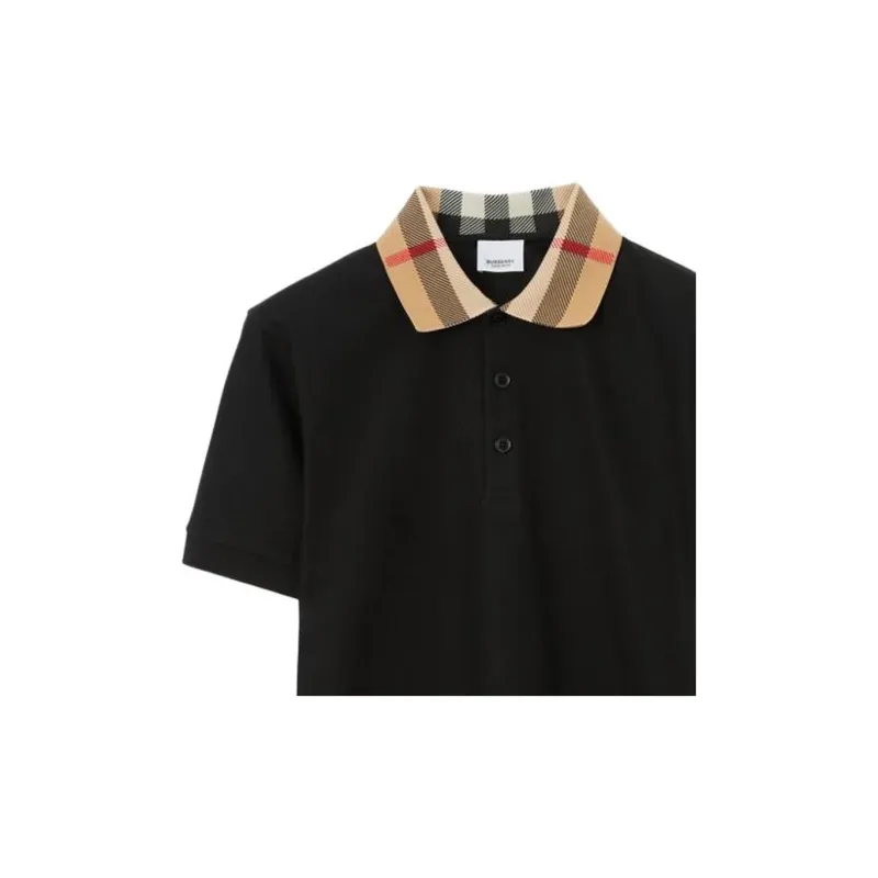 Burberry Checkered collar Cotton Polo Shirt-4