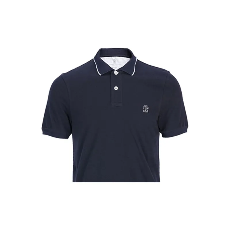 Brunello Cucinelli Polo Shirts Men Dark Blue-5