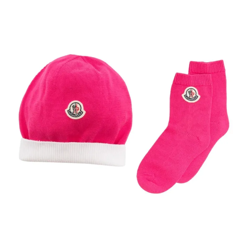 Moncler Enfant Cotton Beanie And Socks Set-0