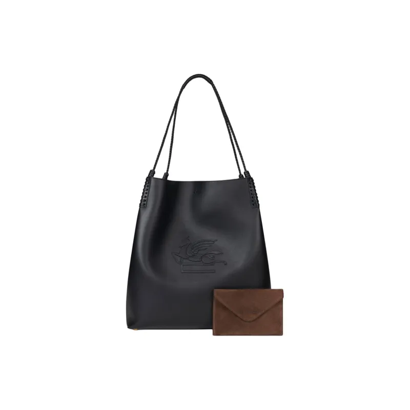 ETRO Leather One Shoulder Handbag Tubas Women's Black-1