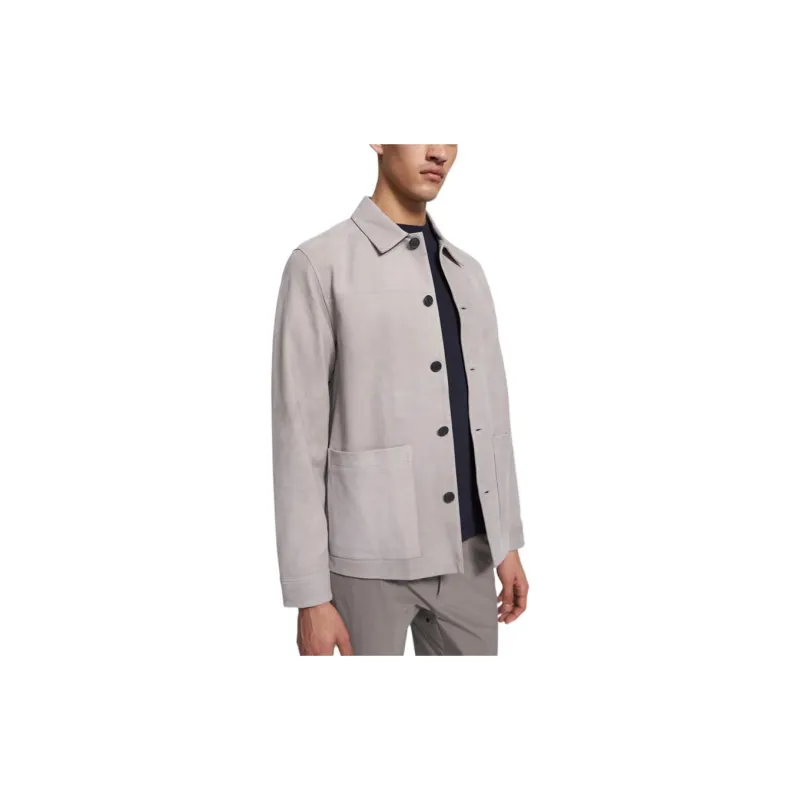 THEORY Leather Jackets Men Ivory-3