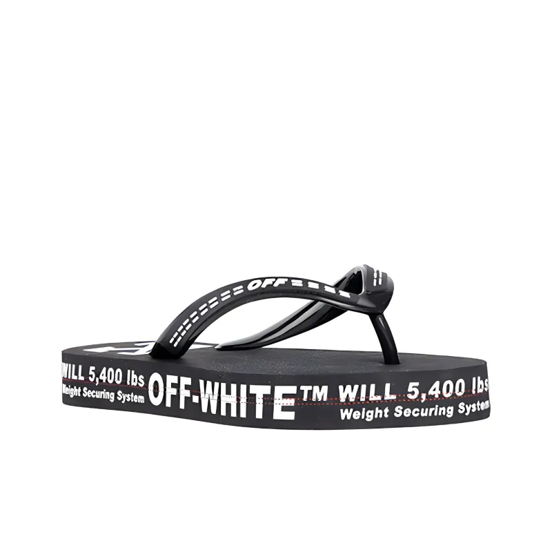 OFF WHITE Logo Typographic Flip Flop Black SS20-2