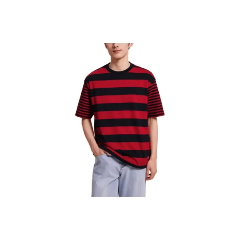 Tommy Hilfiger T Shirts Men Red Black Stripes/0EV-1