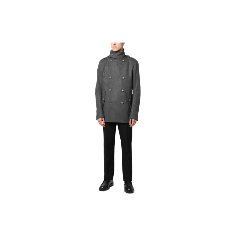 BALMAIN Coats Men Gray-2