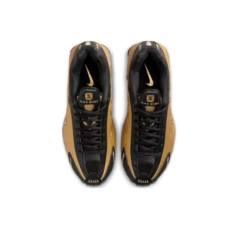 Nike Shox R4 Black Metallic Gold Women's-3