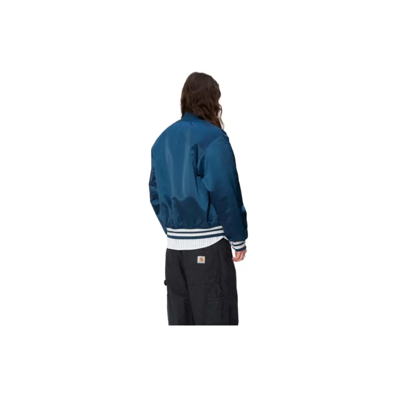 Carhartt WIP Preppy Style Collection Class Of 89 Bomber Jacket Baseball Jacket Men's Blue-6