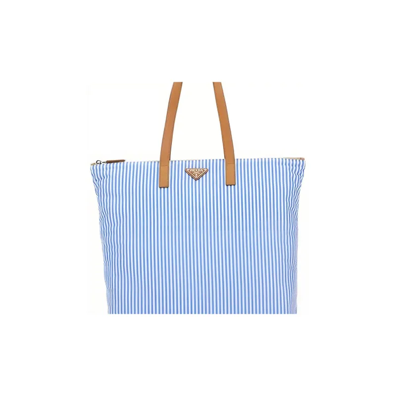 PRADA Leather Detail Tote Bag Shopping Bag Shoulder Bag Handbag Regular Men's Blue/White-2