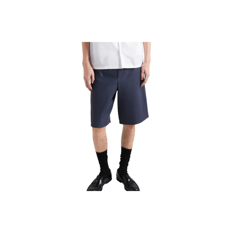 PRADA FW23 Nappa Leather Bermudas Casual Shorts Men's Marine Blue-2