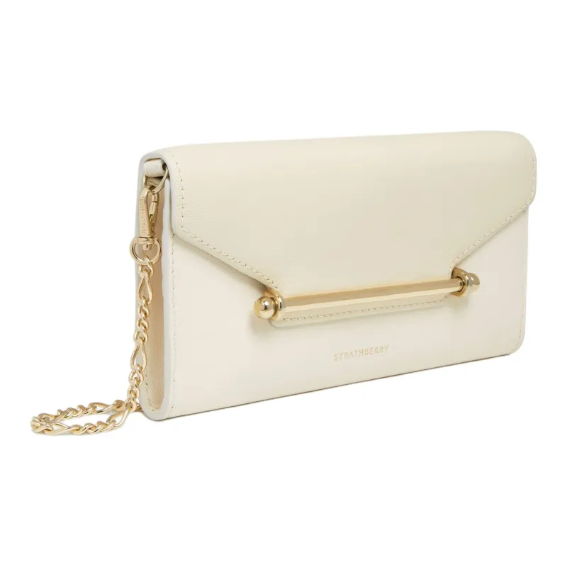 Strathberry Smooth Calf Leather Shoulder Bag Crossbody Bag Women's Vanilla Color With Diamond Color-1
