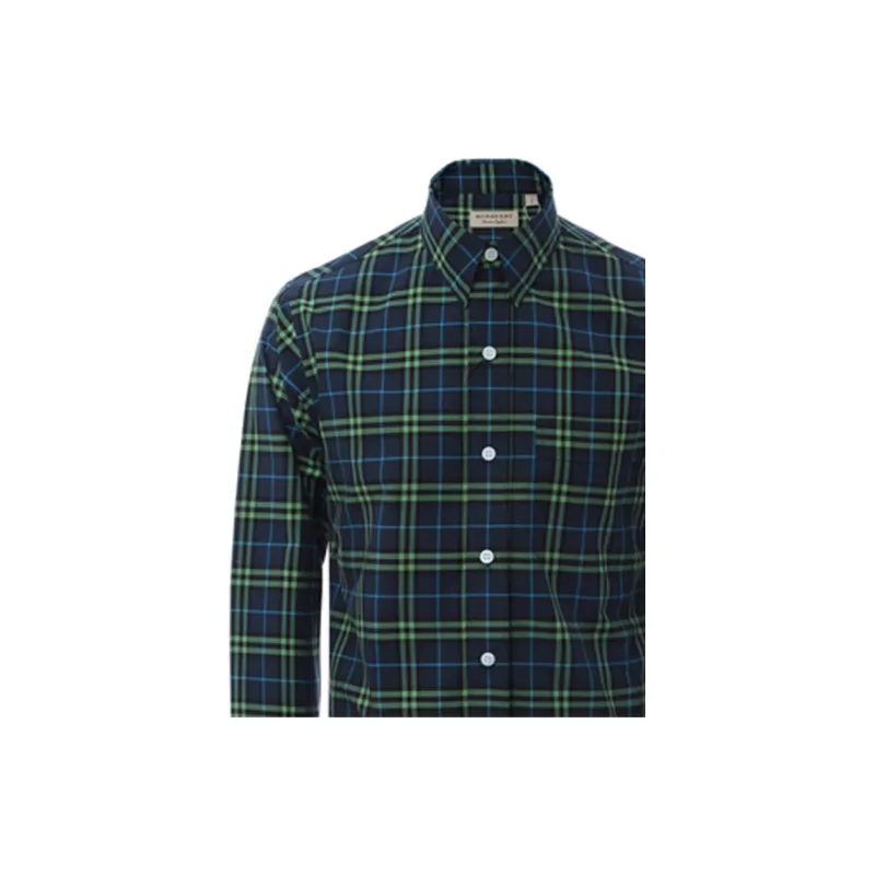Burberry Shirt Men's Blue Green Plaid-2