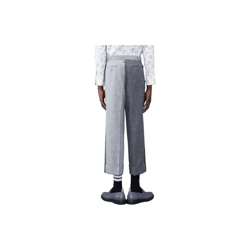 THOM BROWNE Mid Rise Two Toned Wide Leg Trousers-1