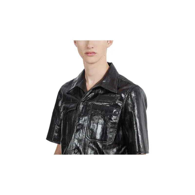 Ferragamo Leather Jackets Men Black-4