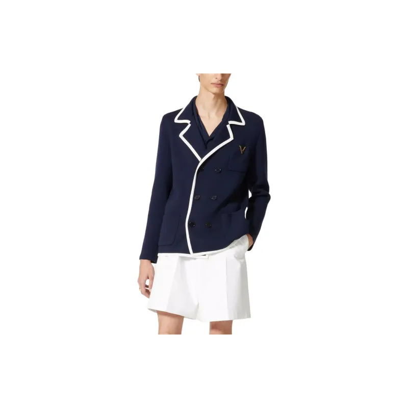 Valentino VGold Double Breasted Straight Hem Jacket-4
