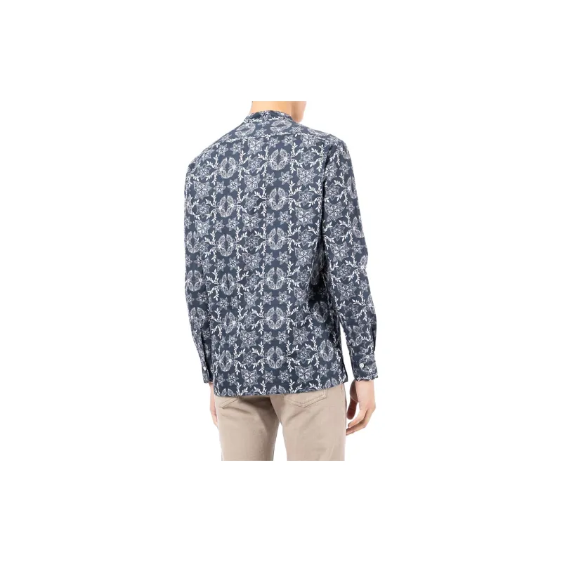 Kiton Floral-print Band Collar Shirt-2