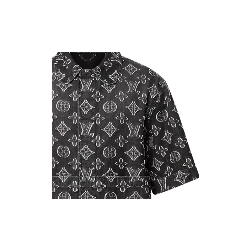 Lv Monogram Short Sleeved Chambray Shirt-6