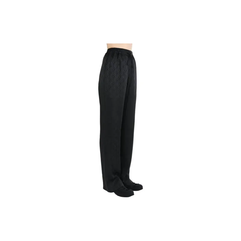 Marine Serre Moon Sun Satin Jacquard Drawstring Trousers 'Black'-2