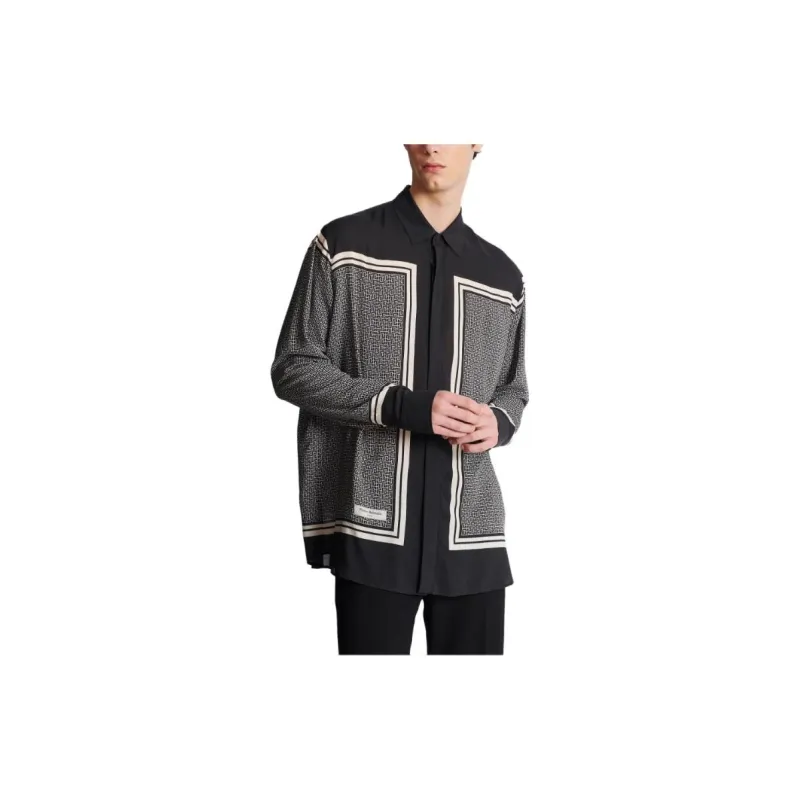 BALMAIN Monogrammed Scarf Print Shirt-3
