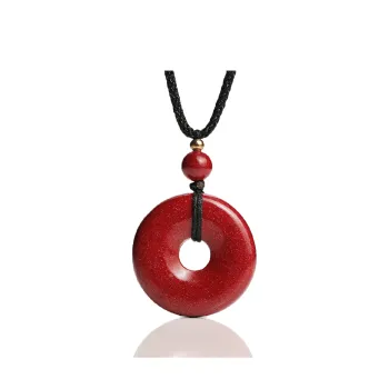 Artisan Lock Heart Jade Reconstructed Cinnabar Jade Necklaces Unisex