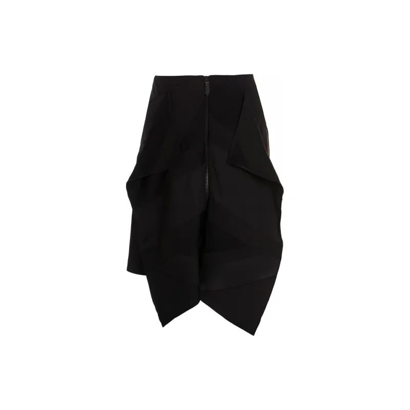 Burberry Flag Intarsia Satin Skirt 'Black'-3