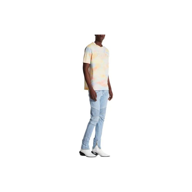 BALMAIN Cloud Vintage Logo embroidered Cotton T shirt-5