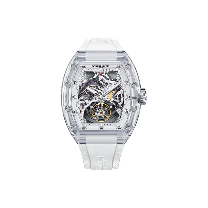 BONEST GATTI Automatic Mechanical Movement Rubber Strap Watch Unisex White Dial-0