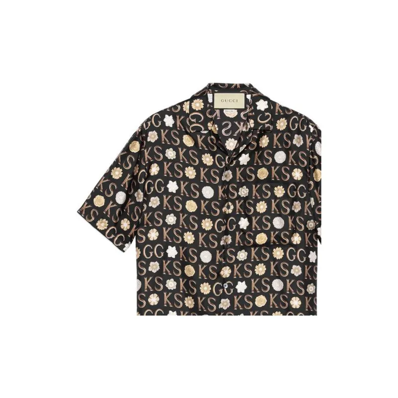 GUCCI Shirts Men Black Brown-4