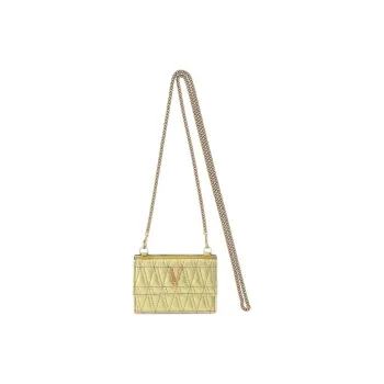 VERSACE Virtus Leather Card Holder Women's Gold
