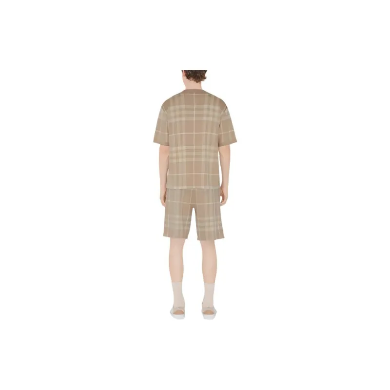 Burberry SS23 Check Wool Silk Jacquard Shorts Brown-2