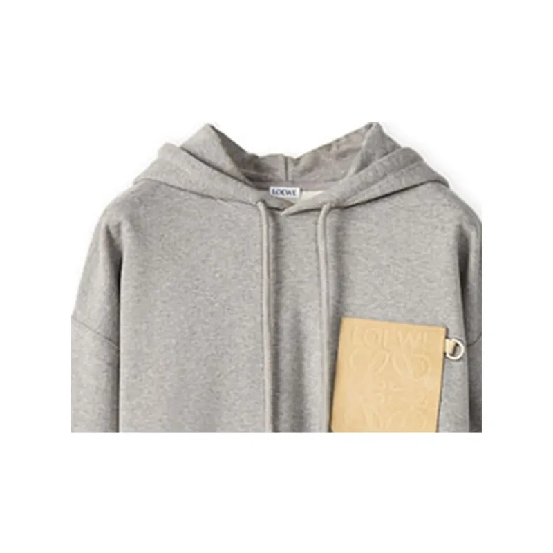 LOEWE Anagram Leather Patch Hoodie-4