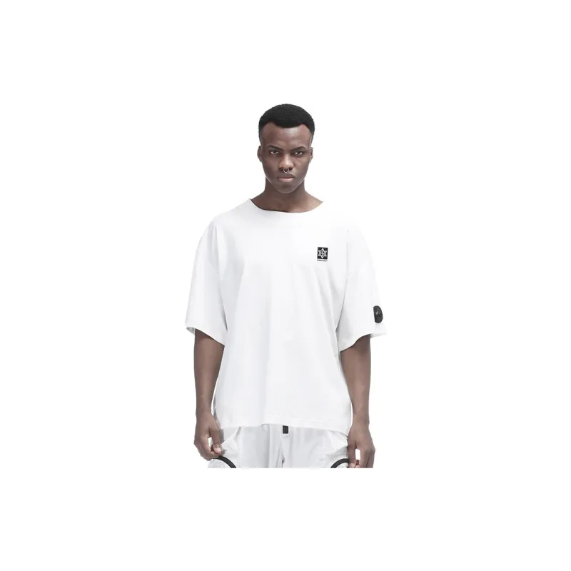 NORVINCY Solid Color Crew Neck Badge Trendy Armband T Shirt Unisex-2