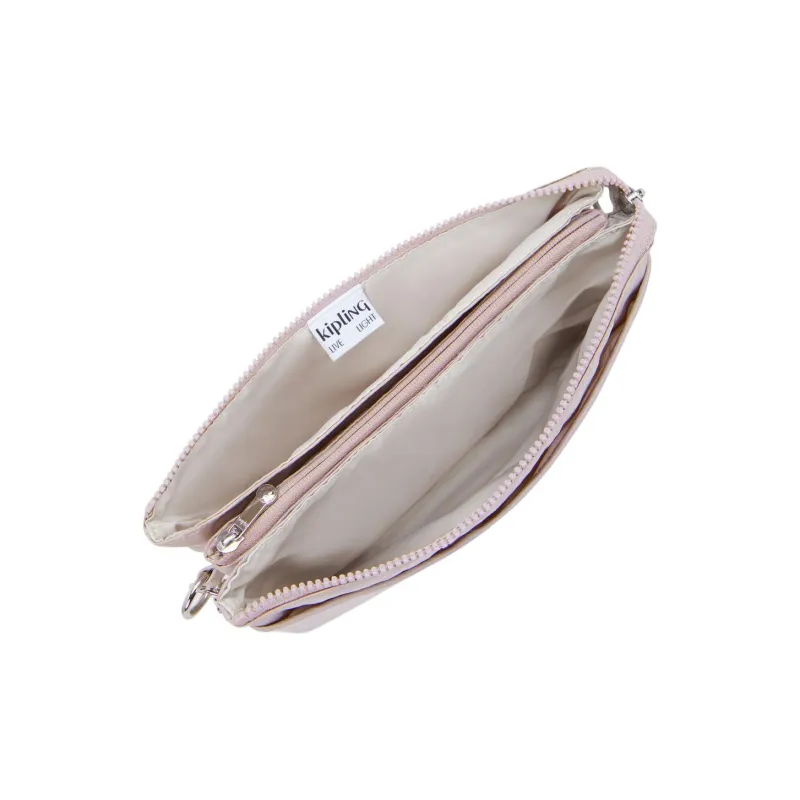 Kipling Polyamide Shoulder Bag, Crossbody Bag Large Size Unisex Shimmery Silver-3