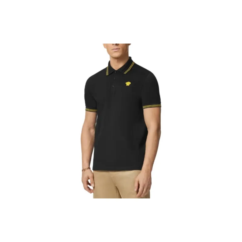 VERSACE Medusa Embroidered Short Sleeved Polo Shirt-1