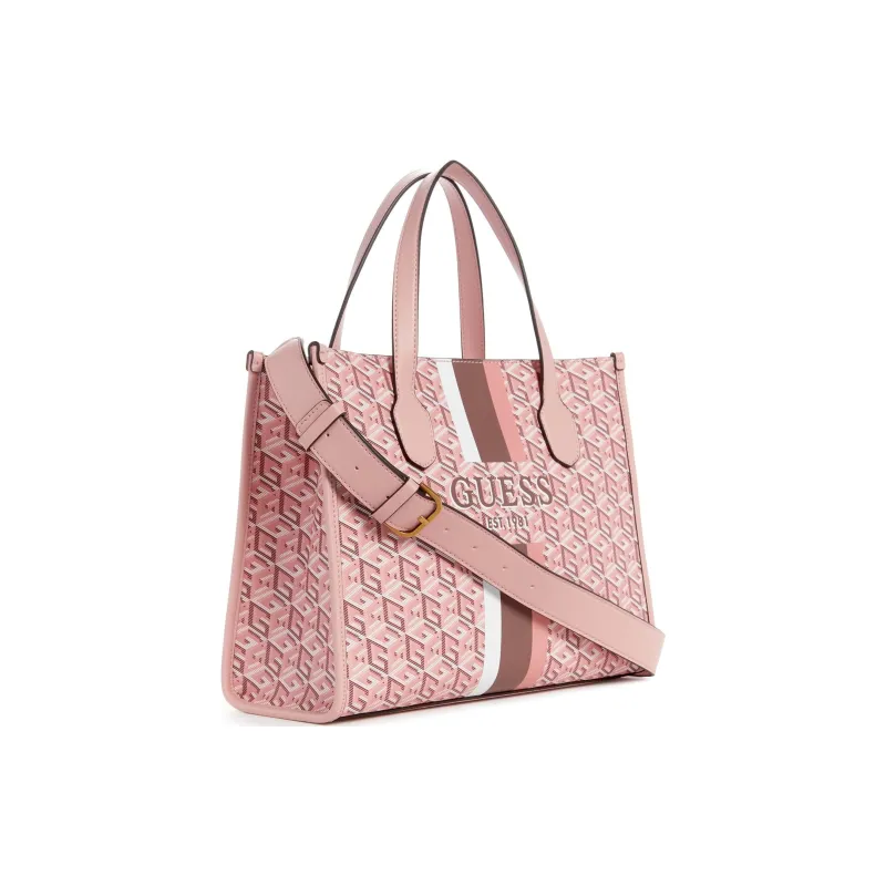 GUESS Artificial Leather Tote Bag Shopping Bag Handbag Women's Pink-1