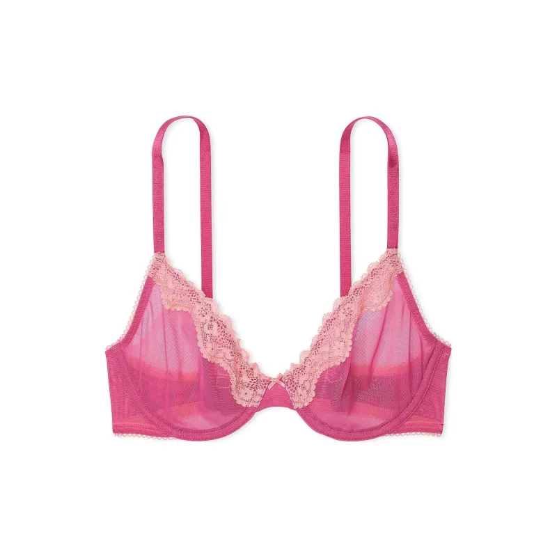 Victoria's Secret Tease Unlined Demi Bra / Luscious Rose Bra Women's Sweet Style Rose-0