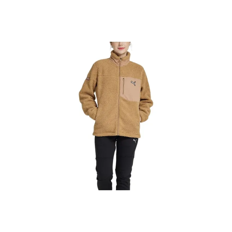 PUMA Solid Sherpa Velvet Jackets Unisex Khaki-2