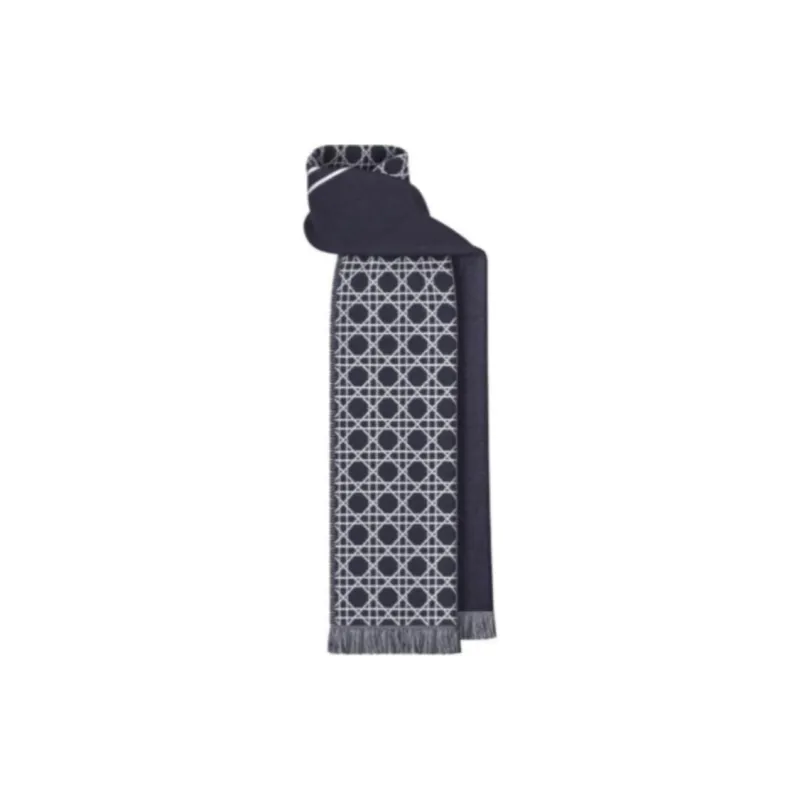 DIOR Wool Knit Scarves Men's Blue-0