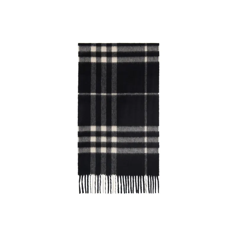 Burberry Flannel Cashmere Knit Scarves Women's Black-1
