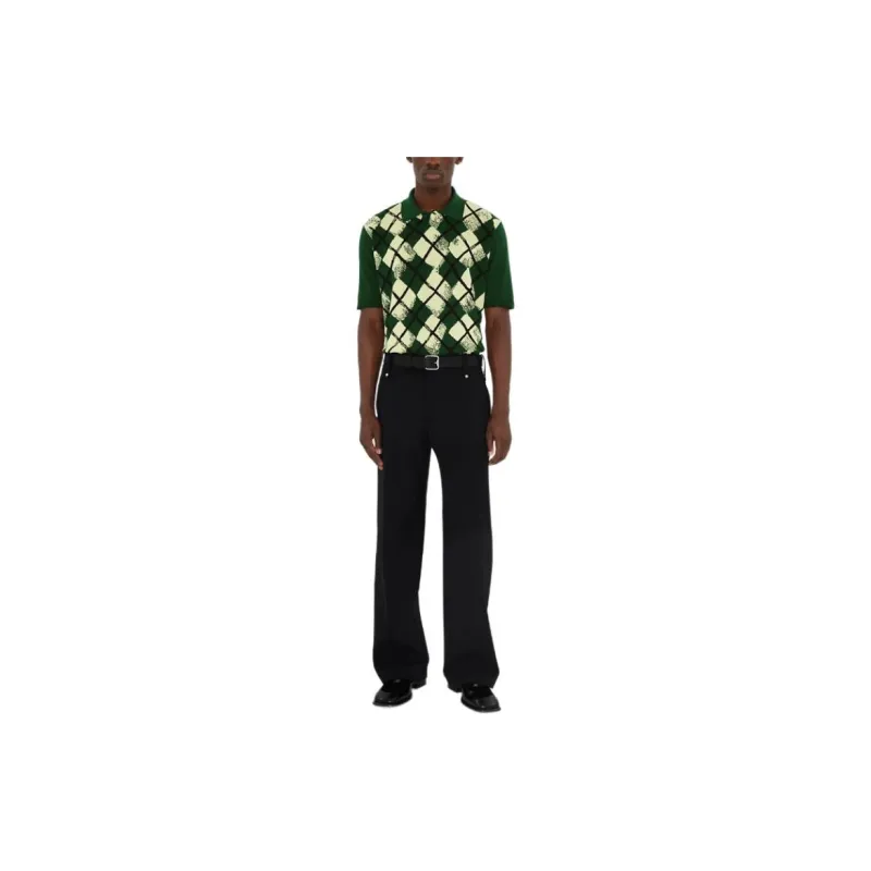 Burberry Checked Ribbed Knit Polo Shirt-3