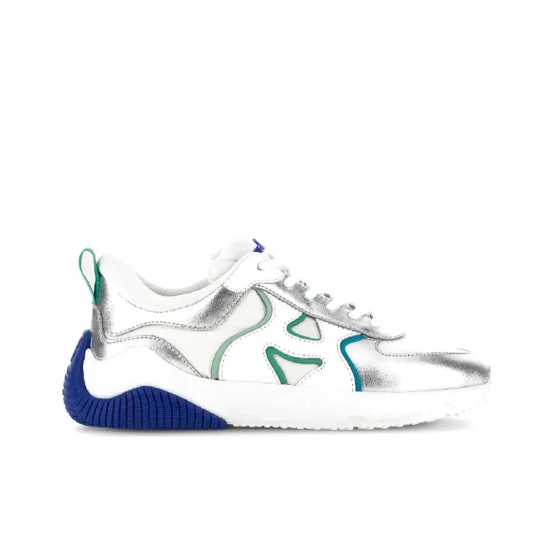 HOGAN H597 Low-Top Sports Casual Shoes Women's White Silver Blue-1