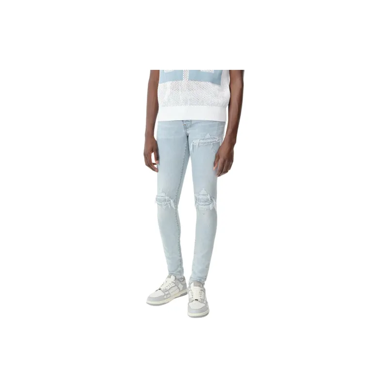 AMIRI MX1 Bandana Jacquard Distressed Jeans-1